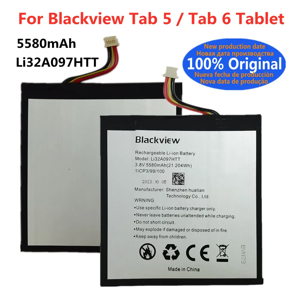 

New Original Li32A097HTT Battery 5580mAh For Blackview Tab 5 / Tab 6 Tablet PC Phone Battery Bateria