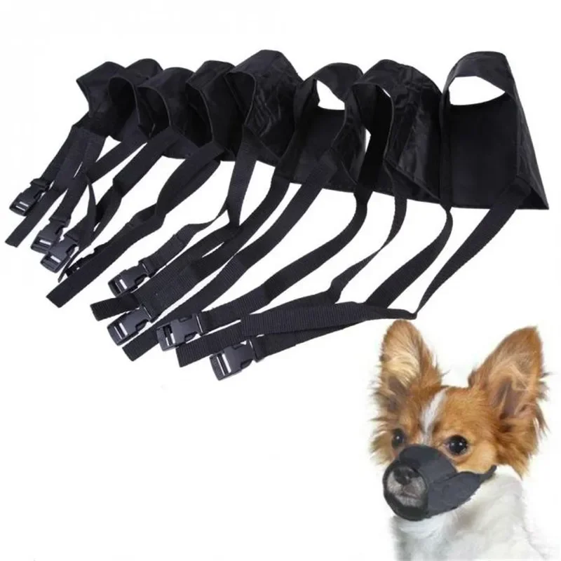 

Pet Nylon Adjustable Mask Bark Bite Soft Mouth Muzzle Grooming Anti Stop Chewing For Small Large Dog Black