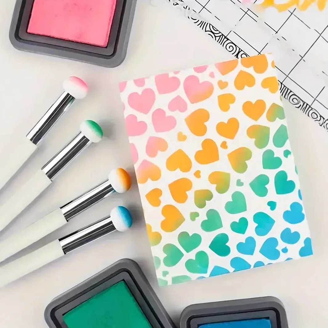 مجموعة أدوات مزج الحبر الصغيرة المكونة من 4 قطع، أدوات تطبيق إسفنجية ناعمة للحرف الورقية المفصلة وسجل القصاصات