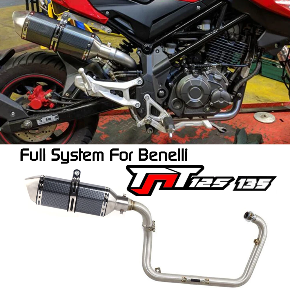 Motorcycle Full System Exhaust For Benelli Tnt 125 Tnt 135 Motocycle Exhaust Muffler Front Pipe Tube Tnt125 135 Exhaust