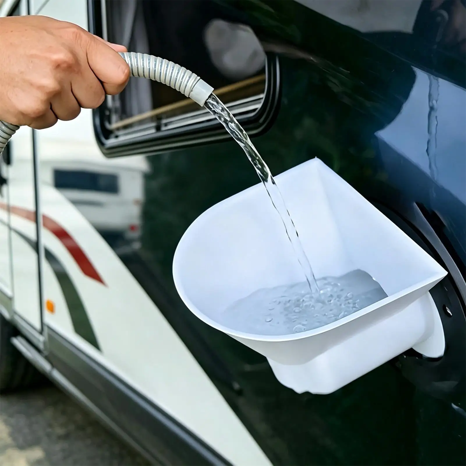 RV Water Funnel Heavy Duty Spillproof Vehicle Accessories RV Water Inlet Hatch Funnel for Trailer Van Motorhome Camper Outdoor