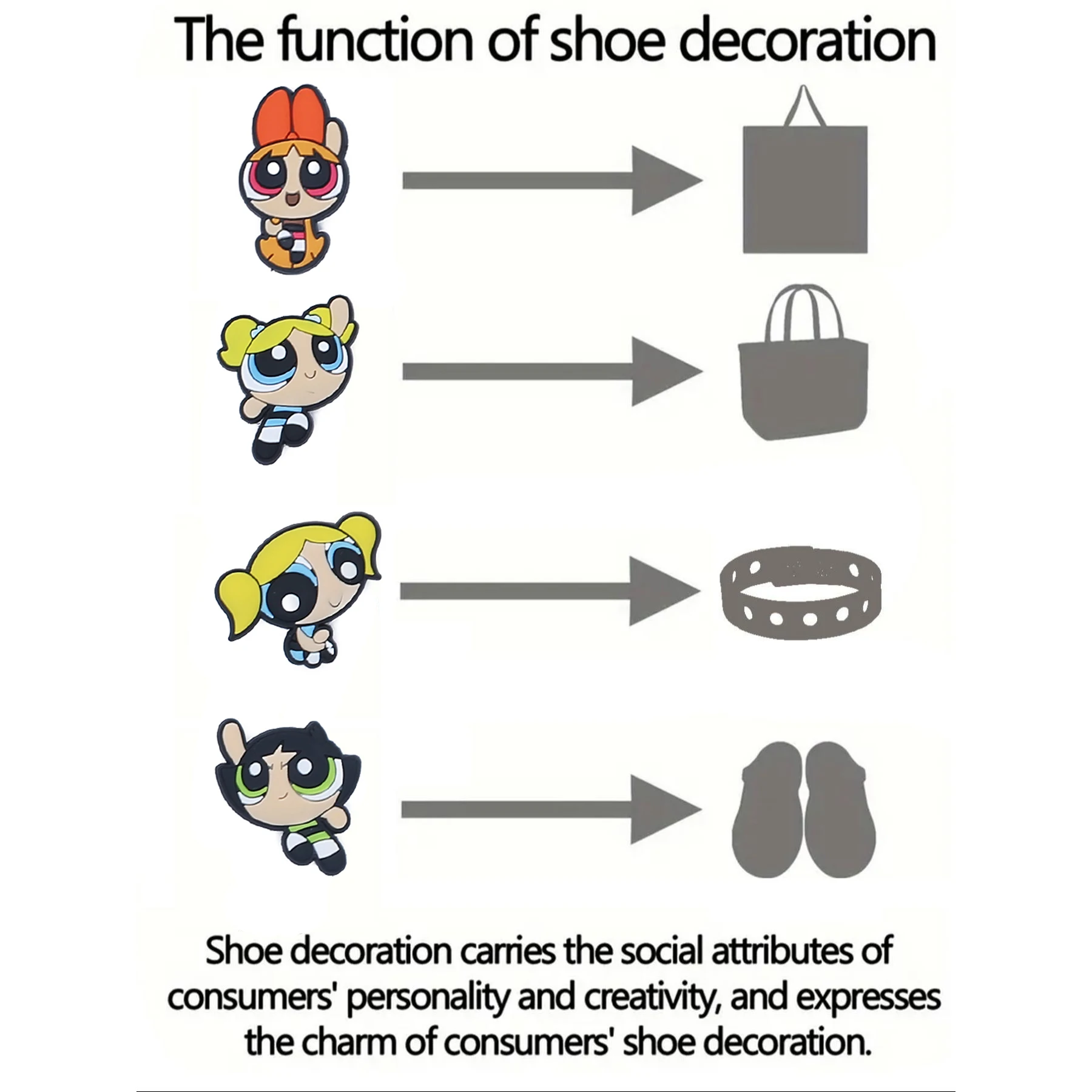 9/18pcs Power Girl Shoe Charms For Slides Sandals, PVC Shoe Decoration Accessories For Christmas Birthday Gift Party Favor