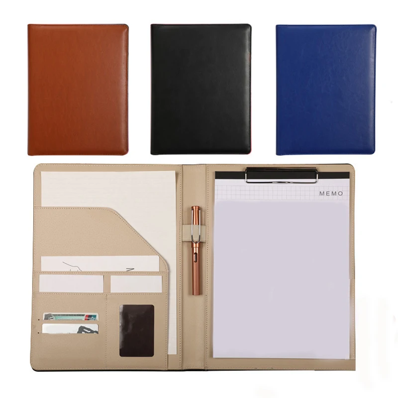 Multifunctional A4 Folder With Pen Holder Card Slot Leather Document Holder Stationery Business Contract File Folder Organizer
