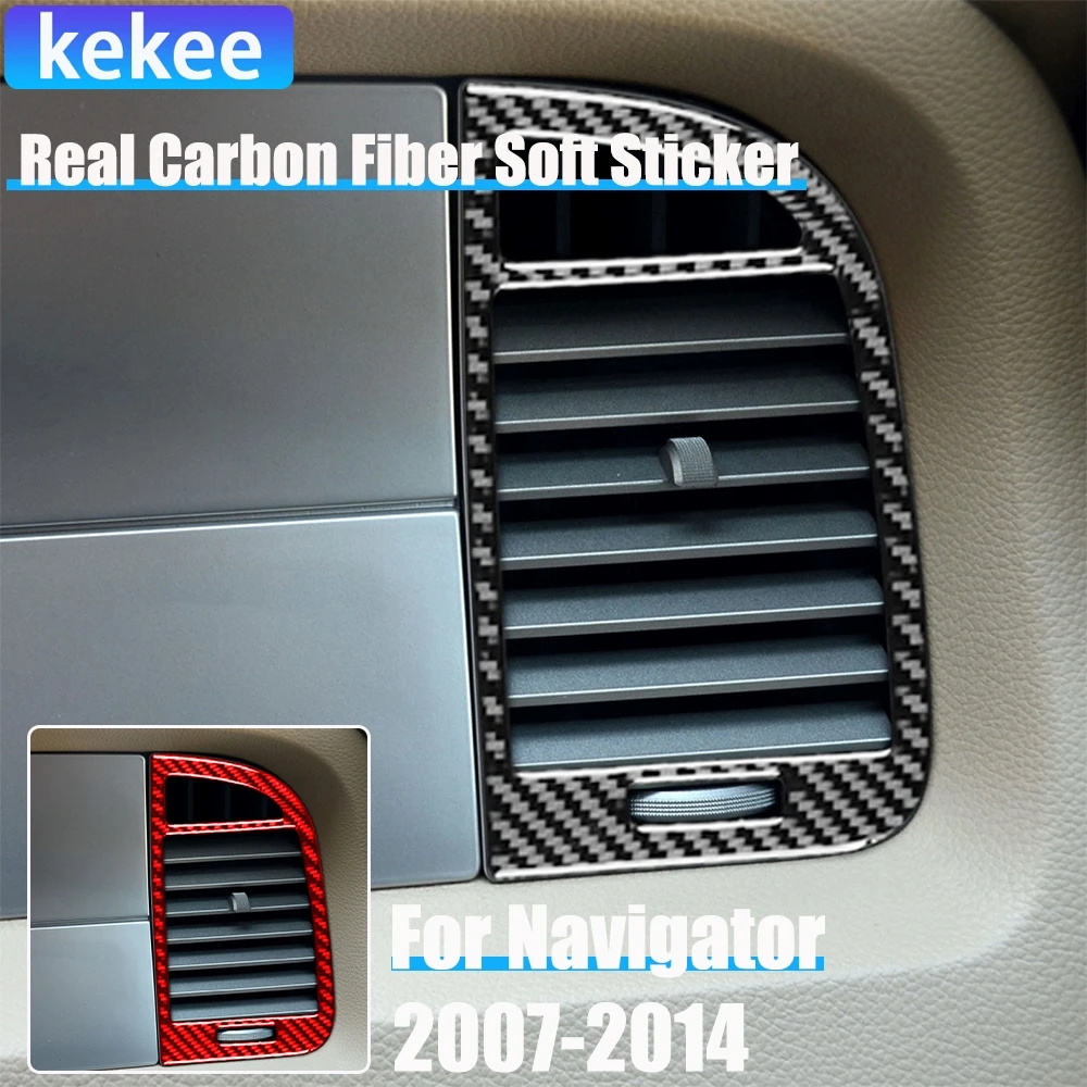 

Real Carbon Fiber Car Accessories Dashboard Air Vent Panel Decorative Trim Cover Soft Sticker For Lincoln Navigator 2007-2014