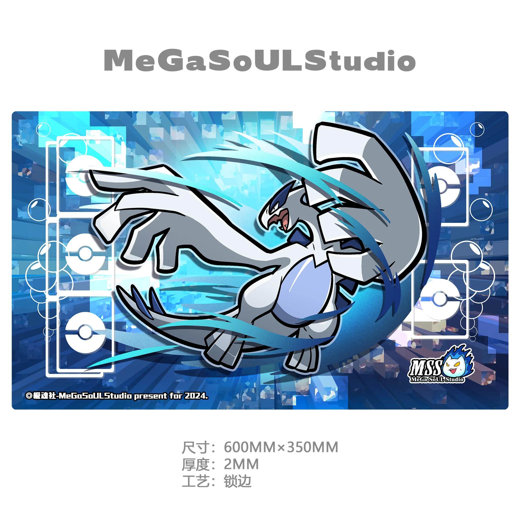 600x350x2 มม.โปเกมอน ลูจิอา จิราติน่าเพลย์แมท - DIY Dual-Use TCG การ์ดเกมแผ่นรองเมาส์ยางกันลื่นอะนิเมะของขวัญ