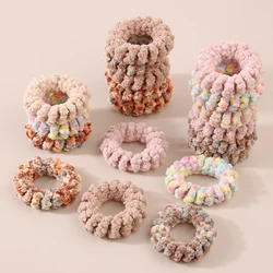 1pcs Winter Plush Spiral Hair Ties Colorful Elastic Phone Cord Hair Band Knitted Ponytail Holder Coil Hair Rope For Thick Hair