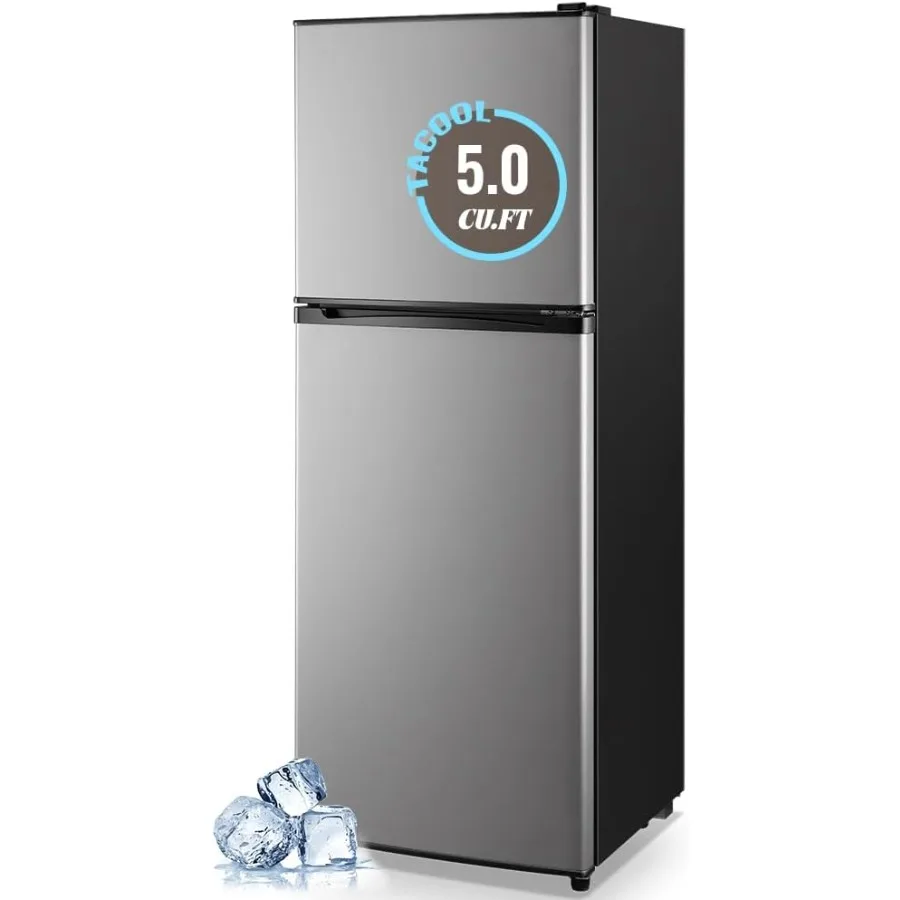 

5.0 Cu.Ft Small Refrigerator with Freezer Double Door Mini Fridge Top Freezer Adjustable Temperature for Dorm Office Apartment