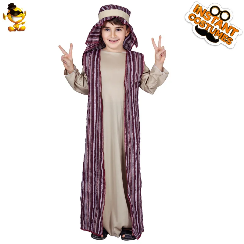 Funny Arabian Costume Masquerade Performance Costume Hat Robe Party Dress Stage Costume Little Boy Prince Costume Props