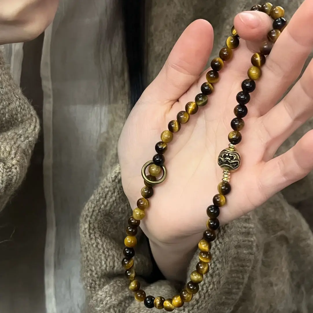 

Natural Tiger Eye Stone Bracelet For Wealth Chinese Style Niche Bead Women s Jewelry Couple Gift Lucky Hand String