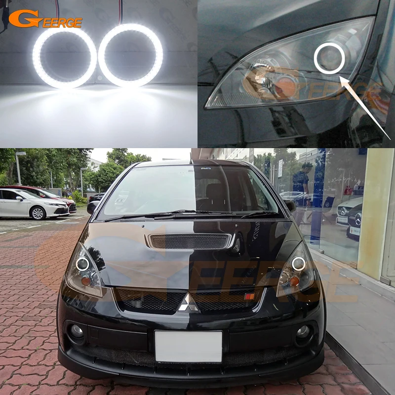 Dla Mitsubishi Colt 2006 2007 2008 Reflektor ksenonowy Ultra Bright SMD LED Angel Eyes Halo Rings Kit Day Light Akcesoria samochodowe