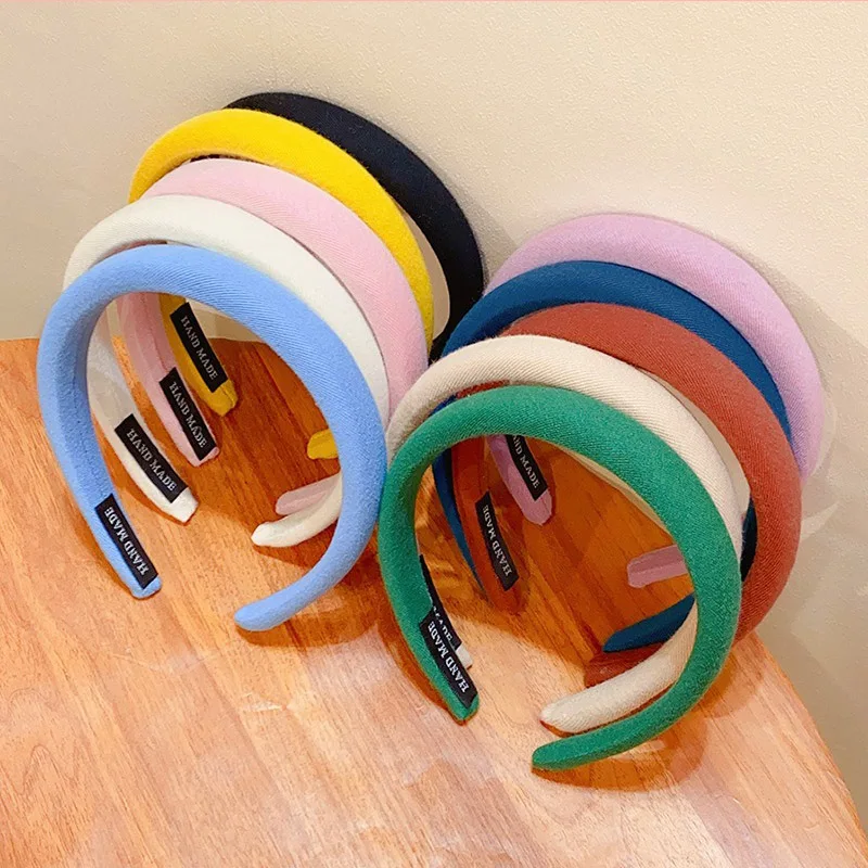 الملونة الإسفنج العصابات الشعر الفتيات بلون الفرقة الفتيات إكسسوارات الشعر اليدوية رئيس الشعر الأطواق أغطية الرأس تزيين الشعر FDr15