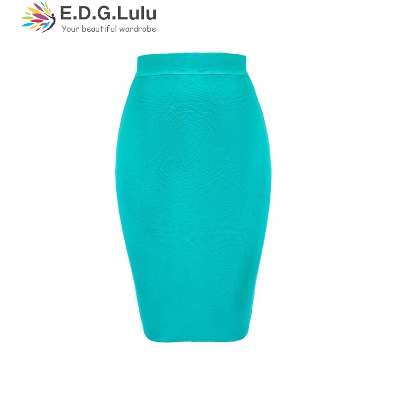 EDGLuLu ฤดูใบไม้ผลิฤดูร้อน 2025 ยืดหยุ่นถักผ้าพันคอกระโปรงดินสอสูงเอวยืด Bodycon Midi กระโปรงผู้หญิงใหม่ 0619