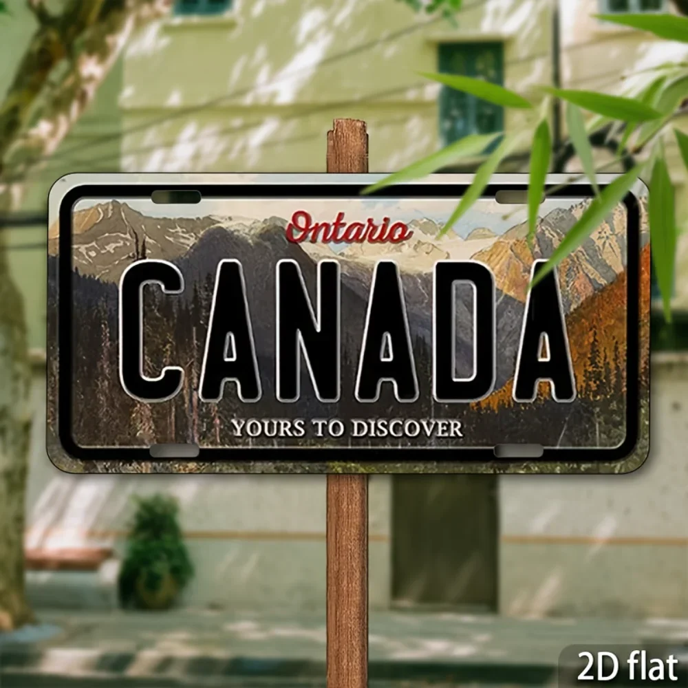 1pc Customizable 2D Flat Ontario Canada Metal Plaque 6x12in, Scenic Vintage Wall Ornament Travel Souvenir for Home Garage (Decor