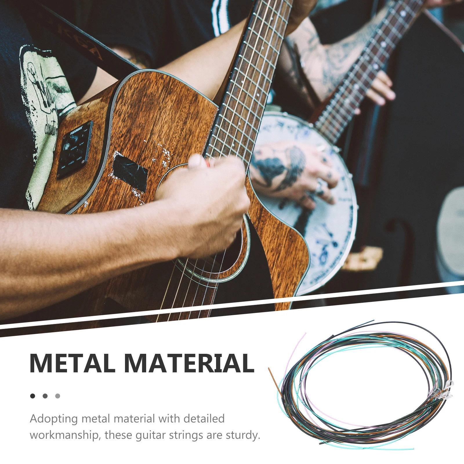 

6Pcs Colorful Guitar Strings Metal Electric Guitar String Replacements High Durability Clear Sound Easy Install All Level