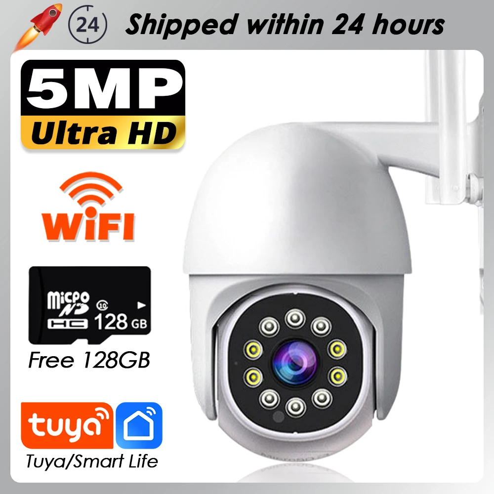 

Tuya 5MP Wireless CCTV WIFI Video Surveillance Camera Smart Home Color Night Vision Auto Tracking PTZ Security IP Camera WI-FI