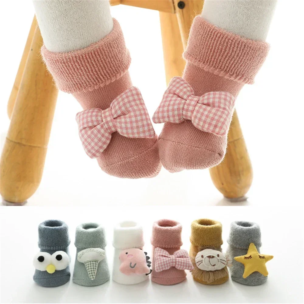 0-12Months Winter Warm Baby Socks Cartoon Animal Newborn Infant Baby Boy Baby Girl Cotton Socks Anti Slip Floor Socks Leg Warmer