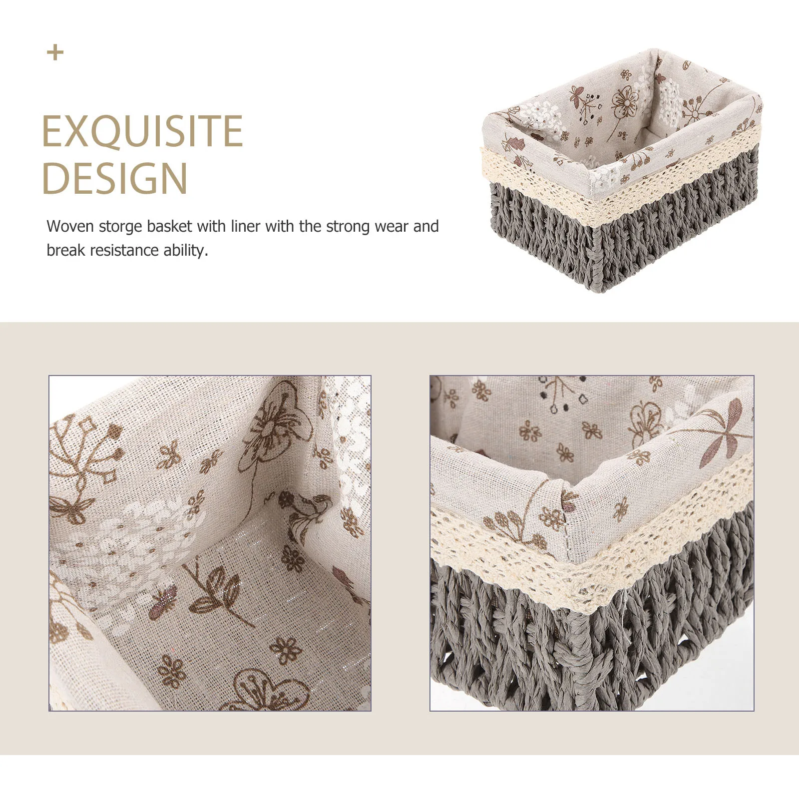 

Rustic Woven Storage Basket Liner Organizer Home Supplies Decorative Desktop Sundries Holder Multipurpose Baskets