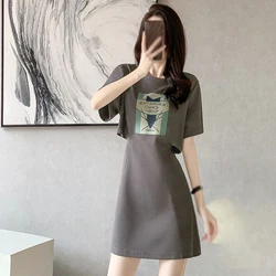 Women's  Unique Dresses Summer Korean Version Print Loose Casual Dress