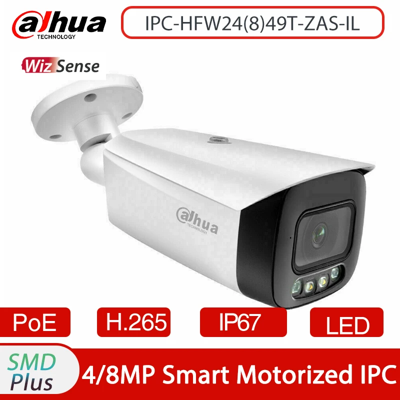 Dahua IPC-HFW2449T-ZAS-IL 4MP IPC-HFW2849T-ZAS-IL 8MP 4K 2.7-13.5mm Motorized Smart Dual Light Bullet WizSense Network Camera