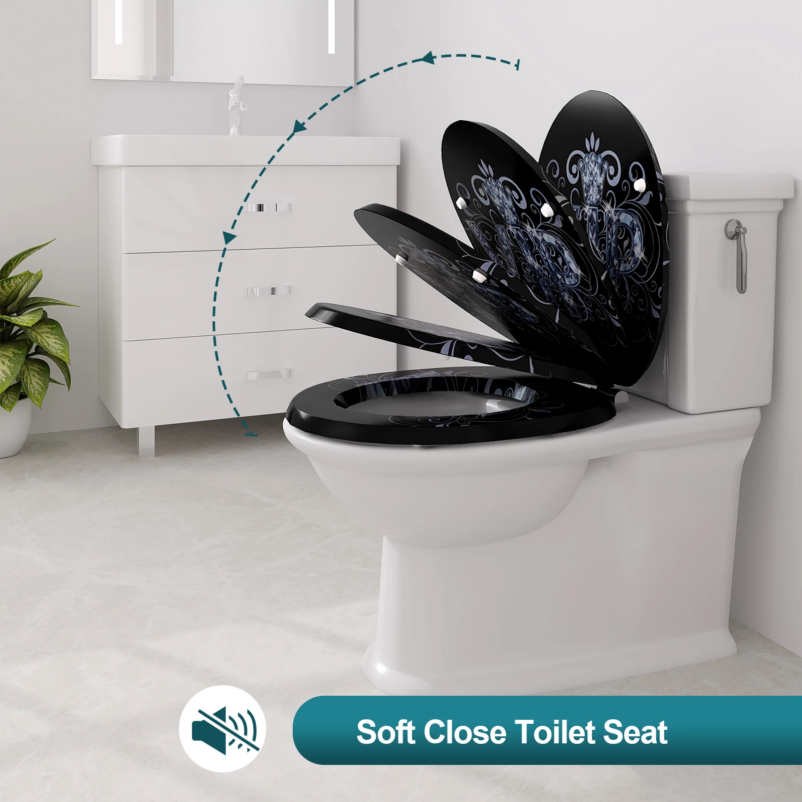 WOLTU 1 Stück universeller Toilettensitzdeckel mit Soft-Close-Funktion für Badezimmer, verdickter, antibakterieller Ersatz für Badezimmer-Ausstattung – Detail 11