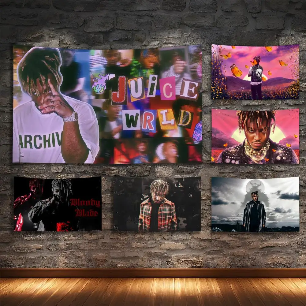 

J-Juice WrldS Singer Tapestry Custom Living Bedroom Party Dormitory interior Wall bohemian Decoration Attached clip