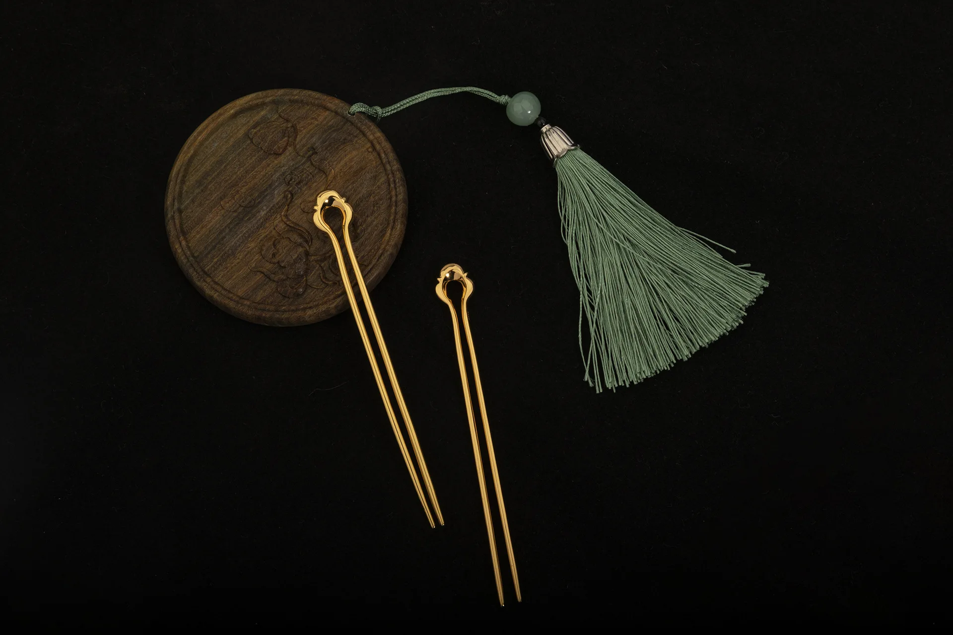 Hanfu Jewelry, Gold Plated Tang Dynasty Classical Hairpin, Step Swinging Double Ling, Grand Palace, Simple And Elegant