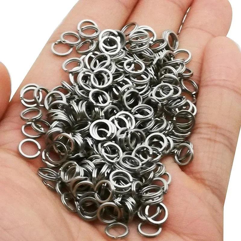 50pcs/lot Stainless Steel Fishing Split Rings Lure Solid Ring Loop For Blank Crank Bait Connectors Tackle Tool Kit Accessories