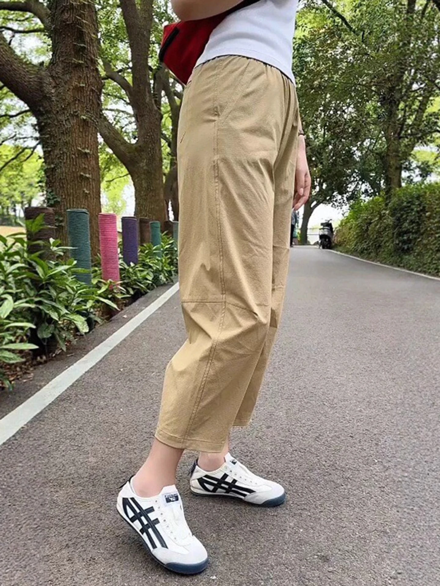 アイスシルク速乾スポーツパンツ レディース 夏新作 スリーハーラン 薄手 ナインポイントパンツ 大きいサイズ 梨体型体型向け