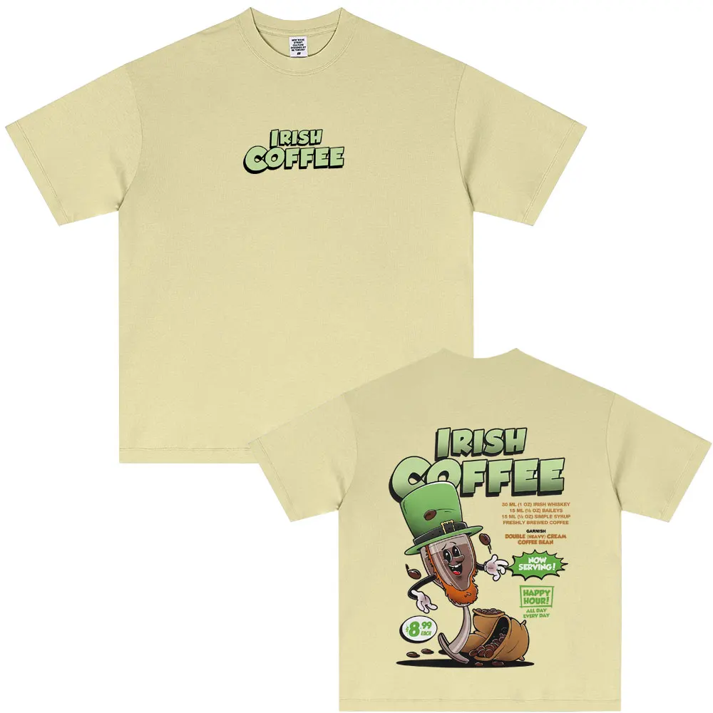 

Irish Coffee Funny Meme T Shirts Cocktail Lover Short Sleeve Men Women Casual Oversized T-shirts Men's Cotton Vintage T-shirt