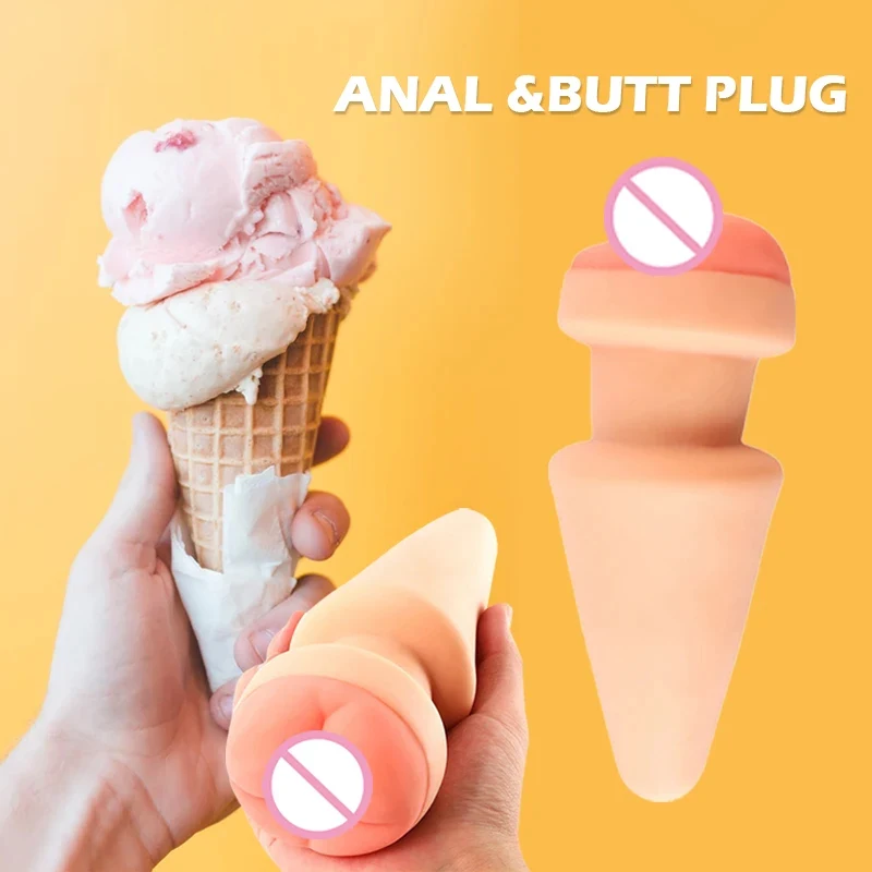 IGRARK Ice-cream Anal Plug Hollow Male Huge Dildo Vagina Butt Plug Massager Anus Dilator Stimulator Games Sex Toys For Women Men