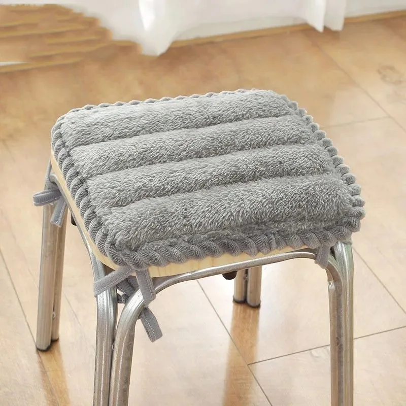 Plush Office Chair Seat Cushion Home Decoration Dining Chair Mat Anti-Slip Cushion With String Square Student Stools Pads