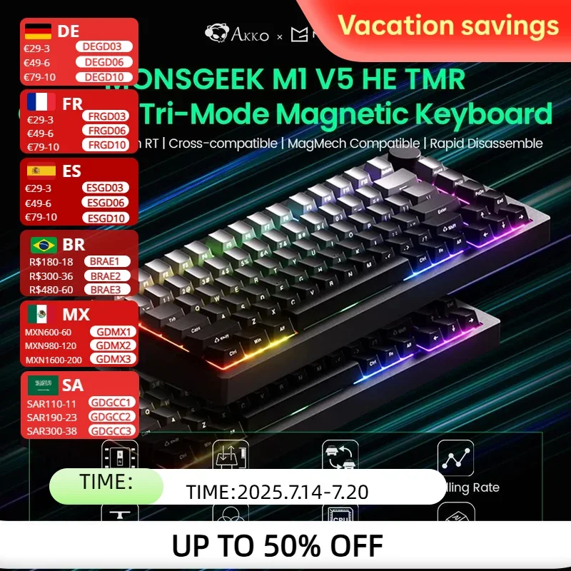 

Akko MONSGEEK M1 V5 TMR Rapid Trigger Gaming Keyboard with Magnetic/Mechanical Switches 8K RGB Hot-swap Aluminum Keyboard Gasket