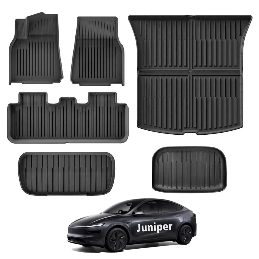 

2025 2026 Коврики Tesla Model Y Juniper, 5 мест, набор из 6 водонепроницаемых нескользящих передних усилителей, задний багажник C