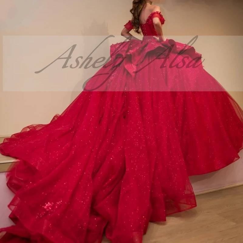 AA165 Cusotmized Red Sweet 15 16 Year Girl Quinceanera Dress Beads Sweep Train Prom Occasion Wear Party vestidos de festa Formal