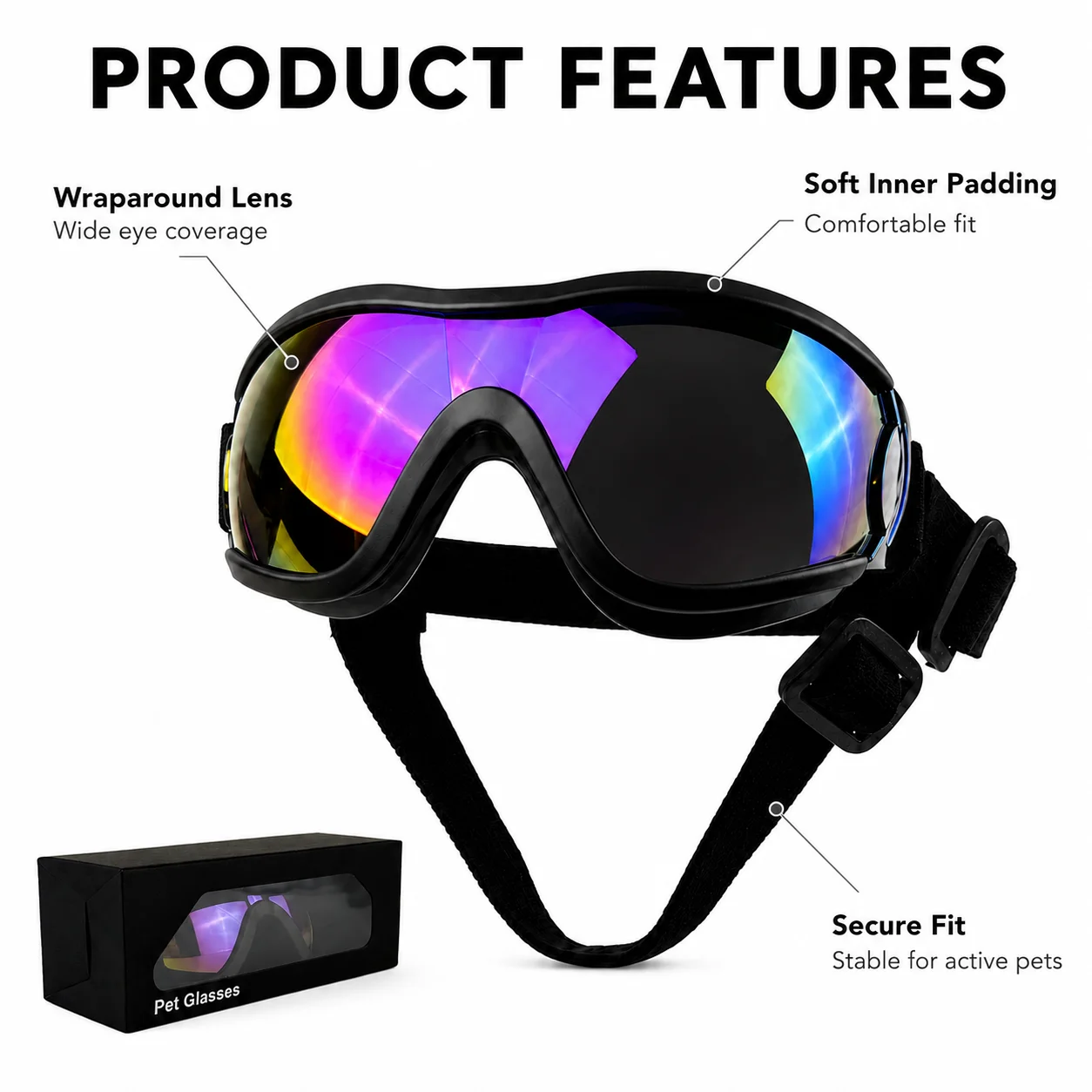 Dog Goggles with Individual Pa - Sunglass Retainer Cord 评论和价格