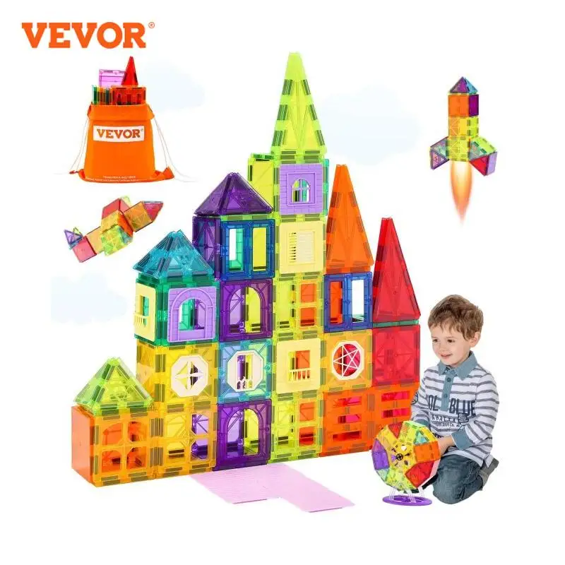 VEVOR 181PCS Magnetic Tiles for Boys Girls Magnetic Blocks Building Set for Toddlers Educational Toys Kids DIY Montessori Gifts