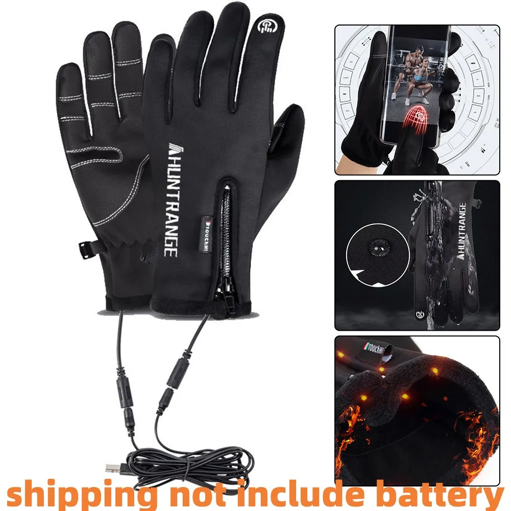 

USB Touch Screen Gloves Heated Motorcycle Gloves Winter Ski Gloves for Cycling Running Driving Hiking Walking (NO Battery）