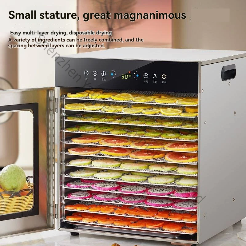 Máquina Deshidratadora de Frutas Inteligente de 12 Capas, Máquina de Secado de Alimentos por Aire, Deshidratador de Alimentos Pequeño para el Hogar