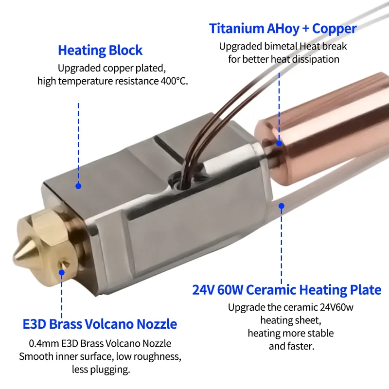 Ulepszony Hotend do drukarek 3D Artillery Sidewinder X1 X2 Genius i Pro, części zamienne, w pełni metalowa dysza, blok grzewczy, zestawy termistorów. — zdjęcie produktu 3