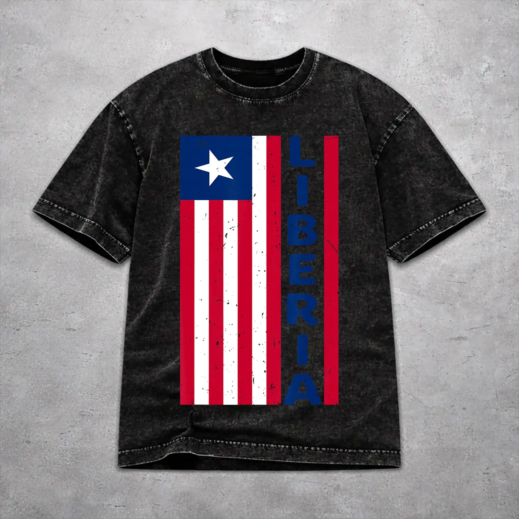 Stylish Women Men Liberia Independence Day Tee Shirt Washed Style  T Shirts Apparel