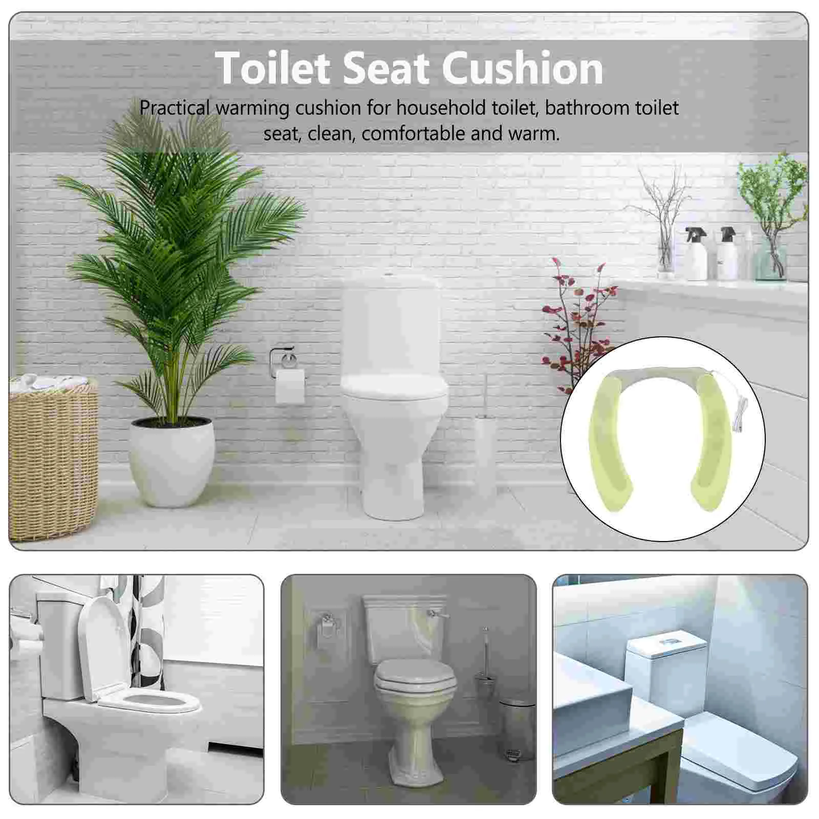 Heated Toilet Seat Pad Green Intelligent Constant Temperature Bathroom Cushion Cover Waterproof Reusable PU Flannel Warm