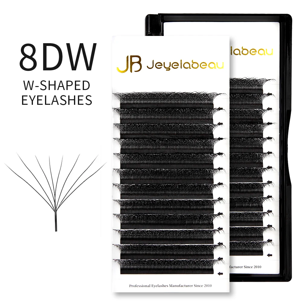 

JB Jeyelabeau 7D 8D W Clover Наращивание ресниц Натуральные мягкие индивидуальные накладные ресницы Автоматическое цветение W-образный лазер