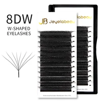 JB Jeyelabeau 7D 8D W Clover Extensiones de Pestañas Naturales Suaves Individuales, Pestañas Postizas con Efecto de Floración Automática en Forma de W