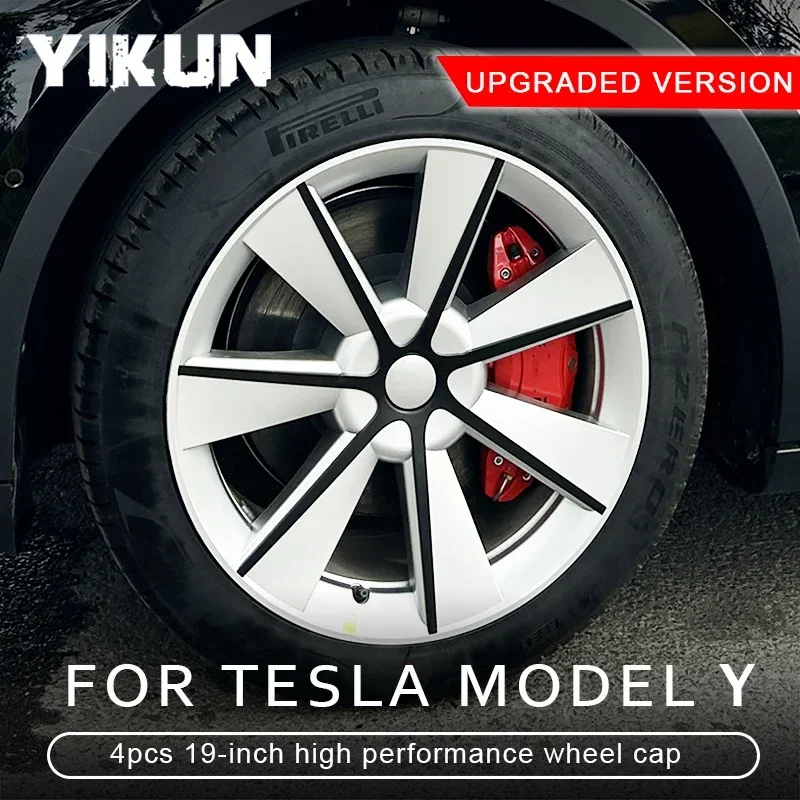 4PCS HubCap 19-Inch Performance Replacement Wheel Cap Automobile Hub cap Full Rim Cover Accessories for Tesla Model Y 2018-2023