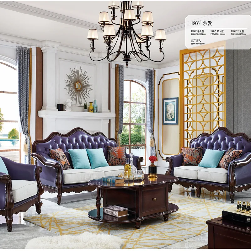Fabric dismantling and washing three-person combination complete leather, sofa