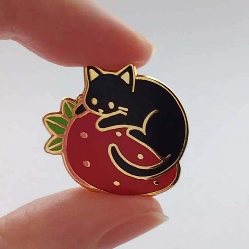 Cartoon Black Cat Animal Pin Hard Enamel Brooches Badges Lapel pin For Kids Girls Gifts