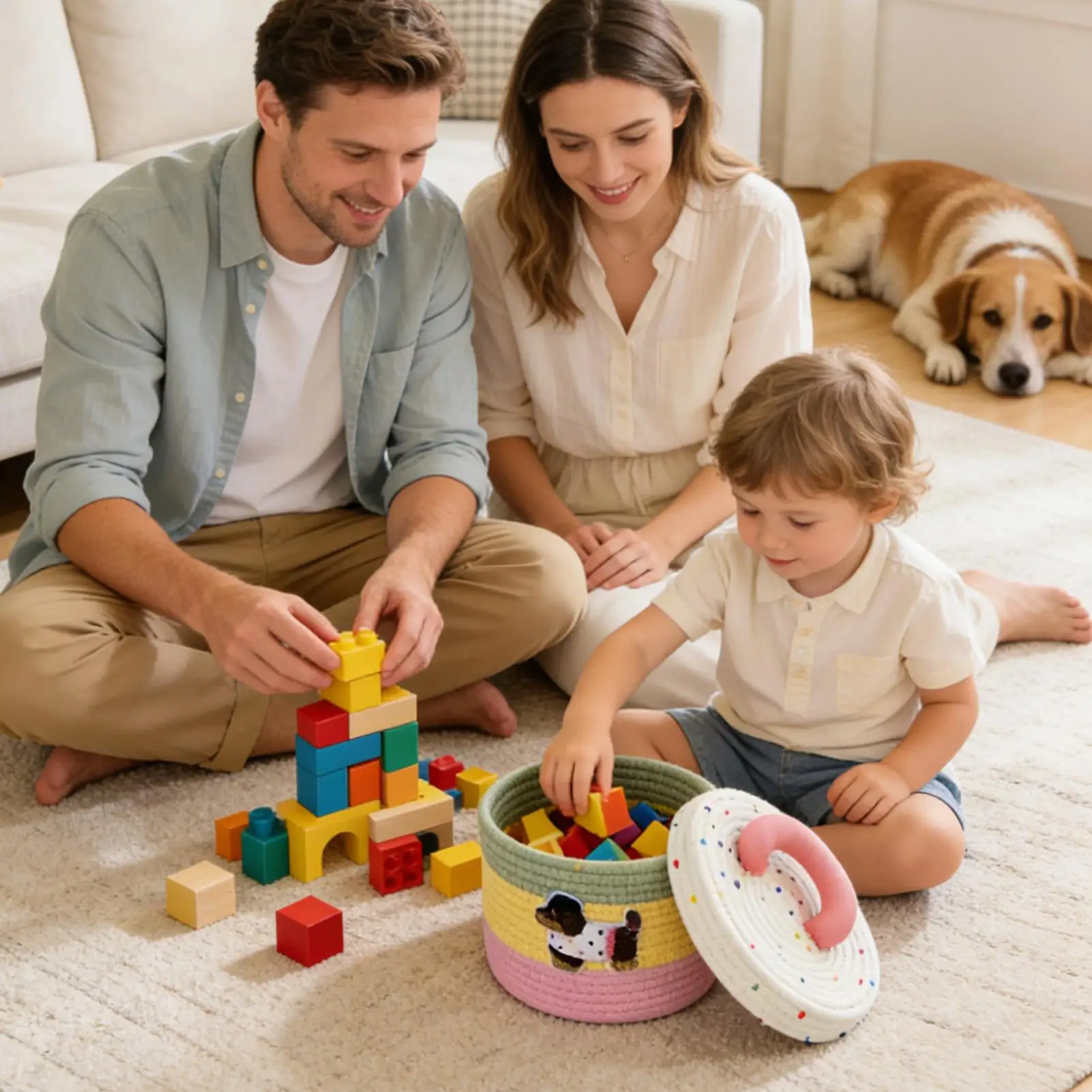 Cute Storage Bins Portable Cotton Rope Cute Bin With Lid Small Toy Box For Kids Pet Yarn Craft Sewing Knitting Laundry Room