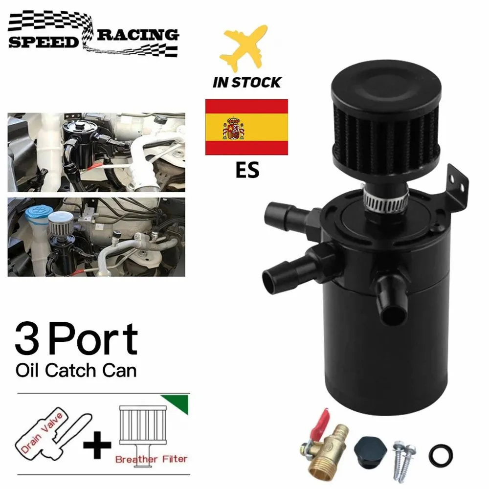 Universal Car 2-Port/3-Port Oil Catch Can Tank Separator With Breathing Filter And Oil Drain Valve Filter Kit Oil Separator