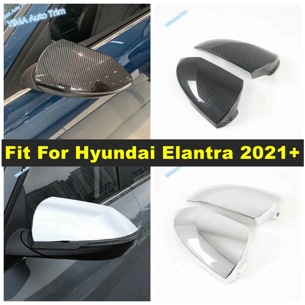 

Auto Door Side Wing Rearview Mirror Protect Decor Cover Trim ABS Accessories For Hyundai Elantra 2021 2022 Carbon Fiber / Shiny