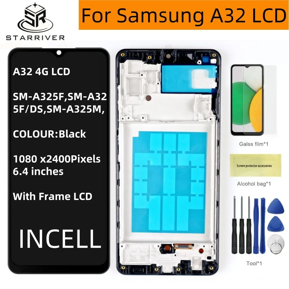 

100% Tested For Samsung Galaxy A32 4G A325 A325F SM-A325M SM-A325F/DS LCD Display Touch Screen Digitizer Assembly Replacement